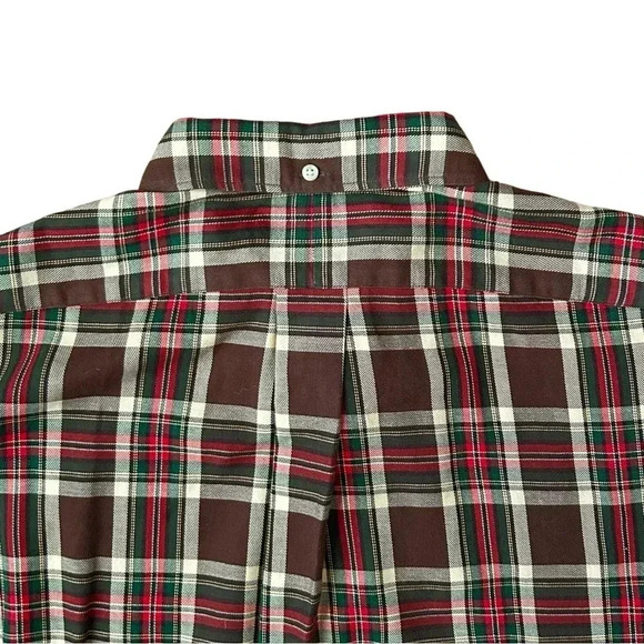 RALPH LAUREN Vtg 80's MCMEEL Brown Red Green Plaid Long Sleeve Button Down - Picture 3 of 12